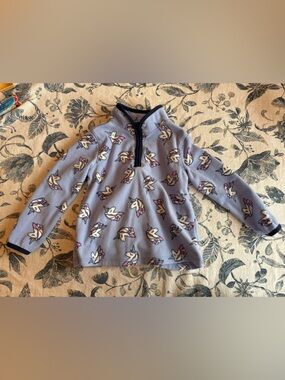 OshKosh B'gosh Lavender Unicorn Fleece Jacket with Navy Trim